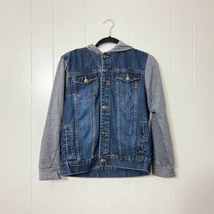 Denim Jacket Ring Of Fire Boys Hoodie Gray Blue Size XL
